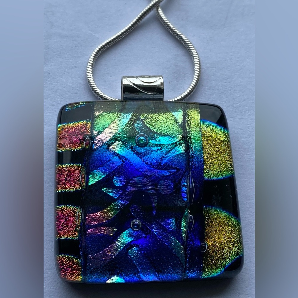 Handmade Dichroic Fused Glass Necklace